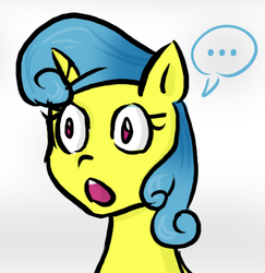 Size: 467x481 | Tagged: safe, artist:drhikari, lemon hearts, pony, unicorn, comic:dealing with depression, g4, cropped, female, gradient background, open mouth, reaction, solo