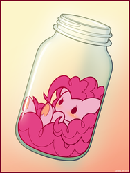 Size: 1125x1500 | Tagged: safe, artist:symbianl, part of a set, pinkie pie, earth pony, pony, g4, blushing, chibi, colored underhoof, cute, diapinkes, female, gradient background, heart, hoof heart, jar, jar of pony, micro, pony in a bottle, solo, symbianl is trying to murder us, symbianl's chibis, tiny ponies, underhoof