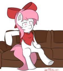 Size: 2000x2250 | Tagged: safe, artist:cherryceriseart, oc, oc only, oc:cherry cerise, earth pony, pony, couch, female, high res, mare, simple background, sitting, solo, transparent background