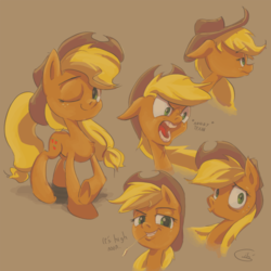 Size: 600x600 | Tagged: safe, artist:typicalgib, applejack, mccree, earth pony, pony, g4, crossover, doodles, expressions, facial expressions, female, floppy ears, grin, it's high noon, nose wrinkle, one eye closed, open mouth, overwatch, simple background, smiling, solo, straw, straw in mouth, wink