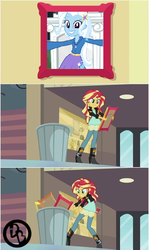 Size: 558x936 | Tagged: safe, artist:themexicanpunisher, sunset shimmer, trixie, equestria girls, g4, exploitable meme, hindsight, meme, sunset's art critics