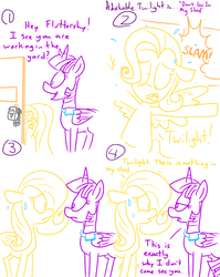 Size: 4779x6013 | Tagged: safe, artist:adorkabletwilightandfriends, fluttershy, twilight sparkle, alicorn, pegasus, pony, .mov, comic:adorkable twilight and friends, shed.mov, g4, absurd resolution, adorkable twilight, clothes, comic, lineart, pony.mov, scarf, shed, slice of life, twilight sparkle (alicorn)