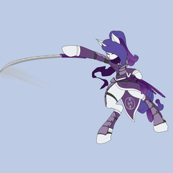 Size: 2000x2000 | Tagged: safe, artist:silverfox057, rarity, g4, armor, battle maiden, clan champion, female, gem clan, high res, katana, legends of harmony, simple background, solo, sword, weapon