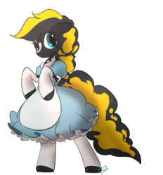 Size: 3623x3901 | Tagged: safe, artist:silverknight27, oc, oc only, oc:painted patience, pony, bipedal, clothes, dress, female, high res, mare, simple background, socks, solo, transparent background