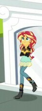 Size: 88x230 | Tagged: safe, screencap, sunset shimmer, equestria girls, g4, my little pony equestria girls: friendship games, boots, clothes, cropped, dress, female, high heel boots, jacket, looking up, pants, picture for breezies, shoes, smiling, solo