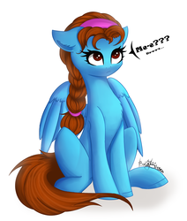 Size: 2685x3160 | Tagged: safe, artist:likelike1, oc, oc only, oc:cloud fly, pegasus, pony, female, high res, mare, simple background, sitting, solo, white background