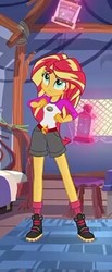 Size: 156x379 | Tagged: safe, screencap, sunset shimmer, equestria girls, g4, my little pony equestria girls: legend of everfree, boots, camp everfree outfits, clothes, cropped, female, legs, shorts, socks, solo