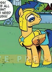 Size: 220x306 | Tagged: safe, idw, flash sentry, pegasus, pony, g4, micro-series #10, my little pony micro-series, spoiler:comic, armor, comic, cropped, helmet, looking down, male, royal guard, stallion