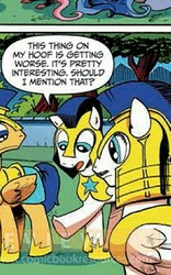 Size: 277x443 | Tagged: safe, artist:andy price, idw, official comic, flash sentry, pegasus, pony, g4, micro-series #10, my little pony micro-series, spoiler:comic, armor, helmet, looking down, male, royal guard, stallion
