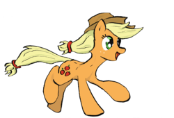 Size: 2604x1770 | Tagged: safe, artist:welkin-draws, applejack, g4, female, open mouth, running, simple background, solo, transparent background