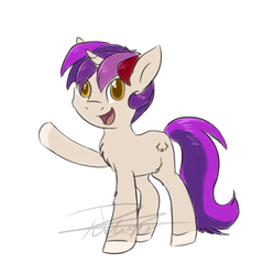 Size: 757x760 | Tagged: safe, artist:pucksterv, oc, oc only, pony, unicorn, male, open mouth, simple background, solo, stallion, waving, white background