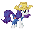 Size: 106x96 | Tagged: safe, artist:botchan-mlp, rarity, pony, unicorn, g4, animated, blinking, female, gif, hat, mare, pixel art, rarihick, simple background, solo, straw hat, tail, tail hole, transparent background
