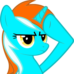 Size: 635x635 | Tagged: safe, oc, oc only, pony, unicorn, happy, rainbow dash salutes, recolor, salute, simple background, smiling, solo, swamp cinema, transparent background