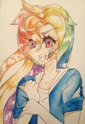 Size: 924x1334 | Tagged: safe, artist:watercolor, rainbow dash, human, g4, female, humanized, solo