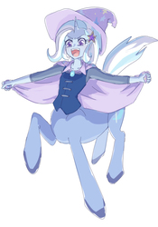 Size: 700x1000 | Tagged: safe, artist:misochikin, trixie, centaur, horse, ponytaur, taur, equestria girls, g4, cape, clothes, female, hat, pixiv, solo, trixie's cape, trixie's hat