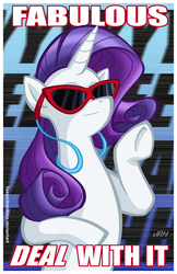 Size: 720x1113 | Tagged: safe, artist:texasuberalles, rarity, pony, unicorn, g4, deal with it, fabulous, female, meme, solo, sunglasses