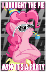 Size: 720x1125 | Tagged: safe, artist:texasuberalles, pinkie pie, earth pony, pony, g4, crossed hooves, deal with it, female, hat, meme, party hat, party horn, rubber chicken, solo, sunglasses, x-ray specs