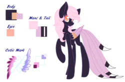 Size: 1600x1059 | Tagged: safe, artist:wasatgemini, oc, oc only, oc:manakel, pegasus, pony, augmented tail, base used, colored pupils, female, mare, reference sheet, solo