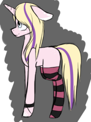 Size: 364x486 | Tagged: safe, artist:yeadatchantilly, oc, oc only, pony, unicorn, clothes, female, mare, socks, solo, striped socks