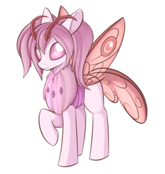 Size: 1320x1385 | Tagged: safe, artist:dusthiel, oc, oc only, oc:bamba, mothpony, original species, female, raised hoof, simple background, solo, transparent background