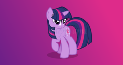 Size: 2640x1400 | Tagged: safe, artist:tuppkam1, twilight sparkle, pony, g4, female, gradient background, raised hoof, solo, walking