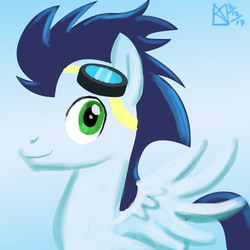 Size: 1500x1500 | Tagged: safe, artist:kelseyleah, soarin', pegasus, pony, g4, goggles, lineless, male, solo, stallion