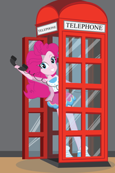 Size: 720x1080 | Tagged: safe, artist:eninejcompany, pinkie pie, equestria girls, g4, clothes, female, phone, solo, telephone box