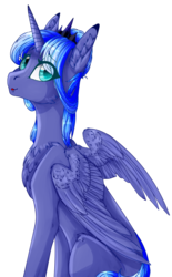 Size: 703x1137 | Tagged: safe, artist:nightstarss, artist:twinkepaint, princess luna, g4, collaboration, female, simple background, sitting, solo, transparent background