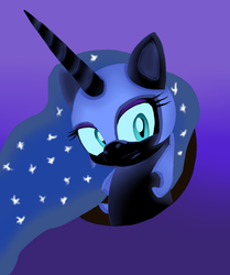 Size: 753x900 | Tagged: safe, artist:fuzon-s, artist:jbond, color edit, edit, nightmare moon, alicorn, pony, g4, bust, colored, female, looking at you, mare, painting, portrait, solo