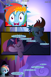 Size: 1280x1920 | Tagged: safe, artist:nightmaremoons, rainbow dash, twilight sparkle, alicorn, pony, comic:pet games, g4, alternate hairstyle, comic, female, it was all a dream, lesbian, nightmare, ship:twidash, shipping, show accurate, twilight sparkle (alicorn), twilight's castle, waking up