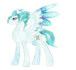Size: 500x464 | Tagged: safe, artist:raindroplette, oc, oc only, oc:streamline star, pegasus, pony, male, solo, spread wings, stallion