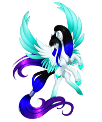 Size: 2513x3000 | Tagged: safe, artist:minelvi, oc, oc only, oc:cyan crystal, pegasus, pony, female, high res, mare, rainbow power, simple background, solo, spread wings, transparent background