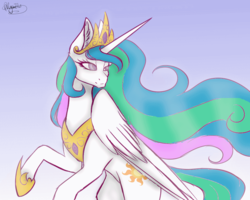 Size: 1000x800 | Tagged: dead source, safe, artist:liopdraws, artist:minelvi, princess celestia, alicorn, pony, g4, collaboration, female, gradient background, solo