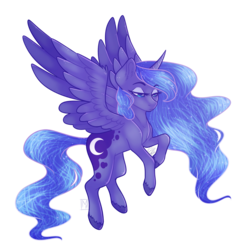 Size: 3500x3500 | Tagged: safe, artist:micky-ann, artist:theellipelli, princess luna, alicorn, pony, collaboration, female, flying, simple background, solo, transparent background