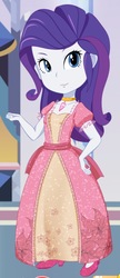 Size: 713x1648 | Tagged: safe, artist:glittertiara, rarity, equestria girls, g4, clothes, dress, female, jewelry, pendant, pink dress, princess, smiling, solo, standing