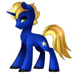 Size: 1762x1780 | Tagged: safe, artist:scarlet-spectrum, oc, oc only, oc:gold star, pony, unicorn, commission, green eyes, looking back, male, simple background, smiling, solo, stallion, transparent background