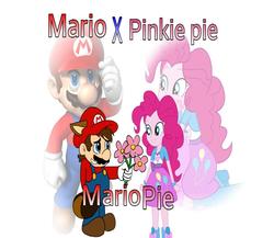 Size: 1280x1111 | Tagged: safe, pinkie pie, equestria girls, g4, balloon, boots, bracelet, clothes, crossover, flower, high heel boots, jewelry, male, mario, mariopie, shipping, shoes, skirt, super mario bros.