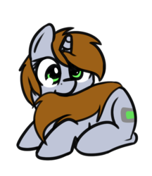 Size: 639x739 | Tagged: safe, artist:neuro, oc, oc only, oc:littlepip, pony, unicorn, fallout equestria, biting, cute, eyes open, female, green eyes, mare, nom, silly, silly pony, simple background, solo, tail bite, transparent background