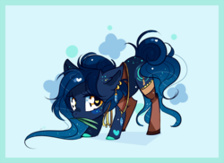 Size: 1000x728 | Tagged: safe, artist:ipun, oc, oc only, oc:sapphire star, earth pony, pony, clothes, female, heart eyes, mare, mouth hold, socks, solo, wingding eyes