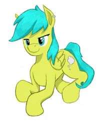 Size: 634x754 | Tagged: safe, oc, oc only, oc:annapone, pegasus, pony, female, lying down, simple background, smug, solo, white background