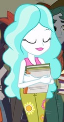 Size: 309x591 | Tagged: safe, screencap, crimson napalm, paisley, scott green, equestria girls, g4, my little pony equestria girls, book, cropped, flower