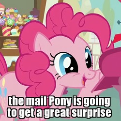 Size: 432x432 | Tagged: safe, edit, edited screencap, screencap, pinkie pie, earth pony, pony, g4, wonderbolts academy, caption, cropped, female, happy, image macro, mare, meme, open mouth, solo