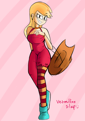 Size: 2480x3507 | Tagged: safe, artist:vermilion slap, applejack, human, g4, female, hat, high res, humanized, looking at you, solo