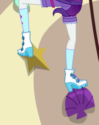Size: 456x576 | Tagged: safe, screencap, rarity, equestria girls, g4, my little pony equestria girls: legend of everfree, boots, camp everfree outfits, clothes, female, high heels, legs, pictures of legs, rock climbing, shell, shoes, socks, solo