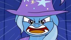 Size: 1280x720 | Tagged: safe, artist:magpie-pony, trixie, pony, unicorn, g4, angry, ears back, female, looking at you, mare, princess trixie sparkle, solo, yelling