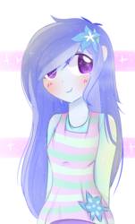 Size: 752x1242 | Tagged: safe, artist:windymils, oc, oc only, oc:crystal lily, equestria girls, g4, blushing, equestria girls-ified, flower, flower in hair, solo