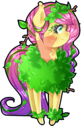 Size: 428x665 | Tagged: safe, artist:loure201, oc, oc only, pony, bush, clothes, costume, female, leaves, mare, offspring, parent:fluttershy, simple background, solo, transparent background