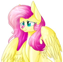 Size: 900x887 | Tagged: safe, artist:littlelilacsketch, artist:namichee, artist:twinkepaint, fluttershy, butterfly, g4, bust, collaboration, female, insect on nose, looking at something, portrait, simple background, solo, transparent background