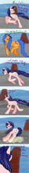 Size: 802x4802 | Tagged: artist needed, safe, oc, oc only, earth pony, pony, unicorn, vocational death cruise, beret, comic, dialogue, duo, duo female, female, mare, ocean, running
