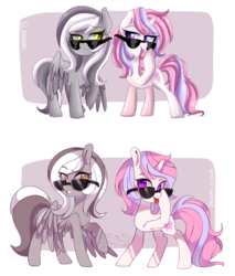 Size: 1024x1201 | Tagged: safe, artist:slasharu, oc, oc only, oc:slashy, pegasus, pony, unicorn, female, mare, sunglasses, tongue out